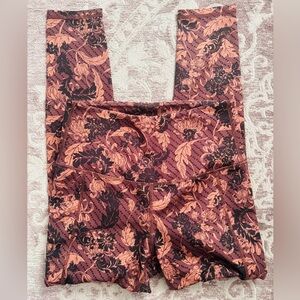 Brown floral leggings with pockets 24”